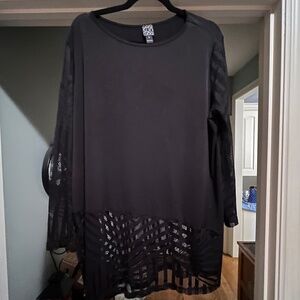 Clara Sunwoo Mesh Tunic Top Black SZ 1X
